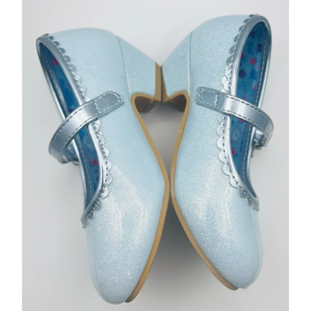 Disney Cinderella Toddler Dress Shoes Size 8 Blue Glitter Mary Jane Princess